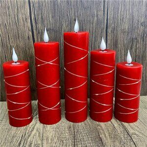 Red Flameless Candle Fairy Lights, Battery Candles with Remote Control and Timer